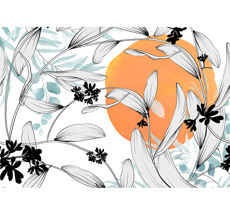 Flower wall mural botanical leaf designs - TenStickers