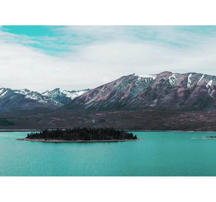 Landscape wall mural mountain lake isle - TenStickers