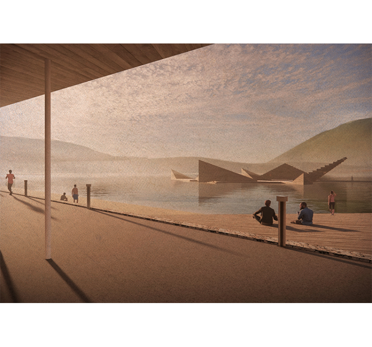 Landscape wall mural tranquil lakeshore view - TenStickers