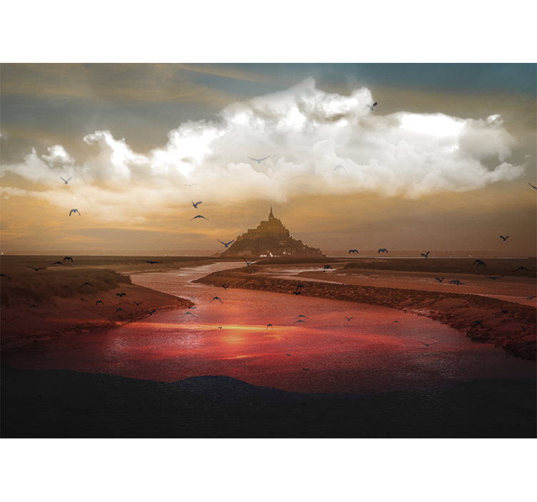 Mont saint michel inspired landscape wall mural - TenStickers