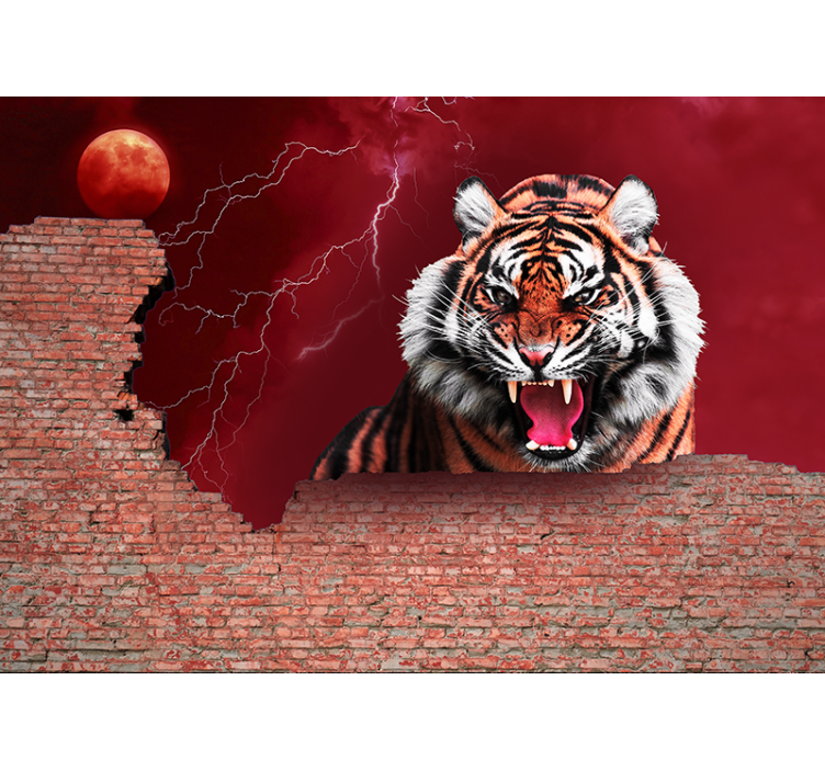 Fierce tiger roar animal wall mural - TenStickers