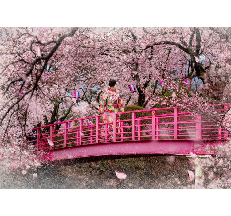 Flower wall mural cherry blossom scene - TenStickers