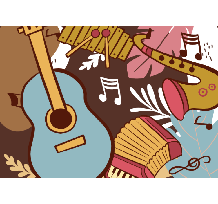 Music wall mural musical instruments layout - TenStickers