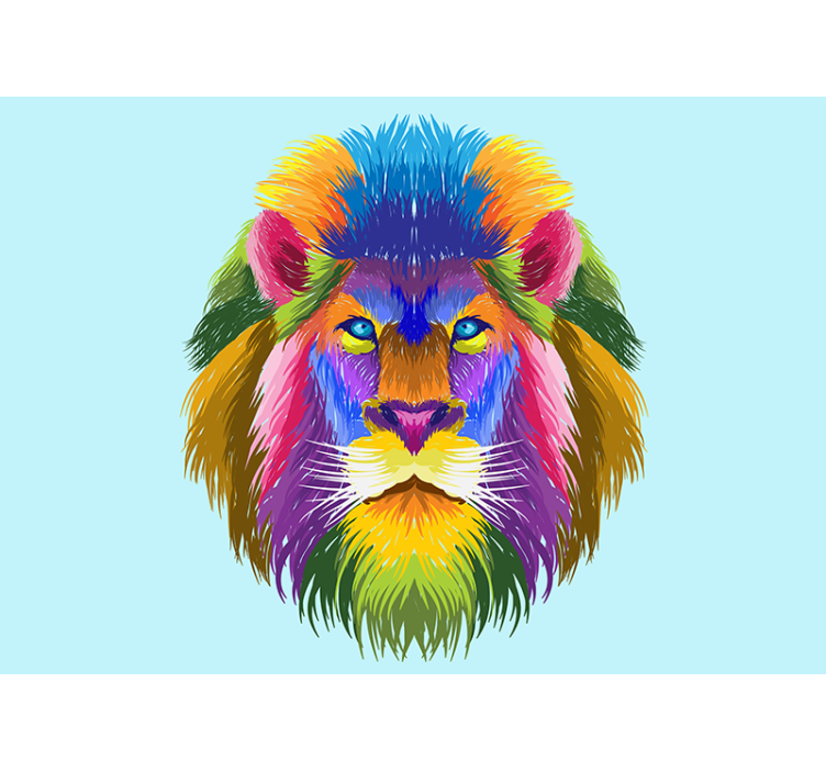 Lion wall mural colorful lion portrait - TenStickers
