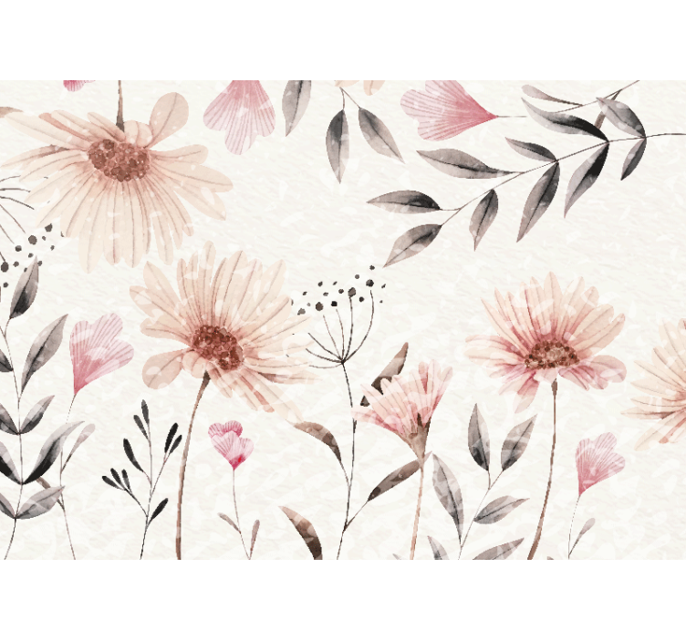 Flower wall mural floral pink design - TenStickers