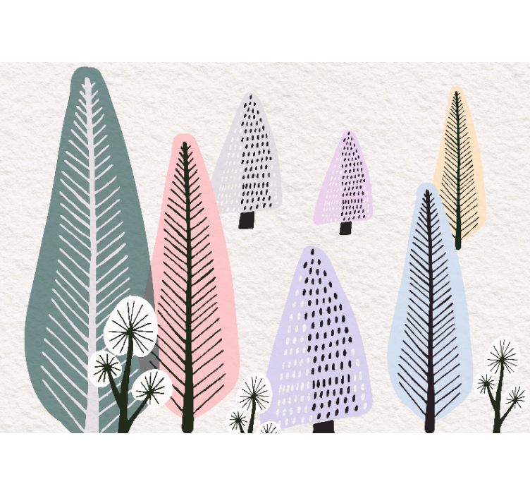 Tree mural with decorative leaf patterns - TenStickers