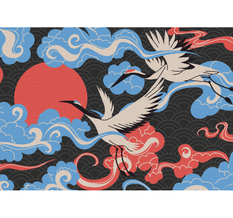 "Japandi" colorful birds pattern  wall mural - TenStickers