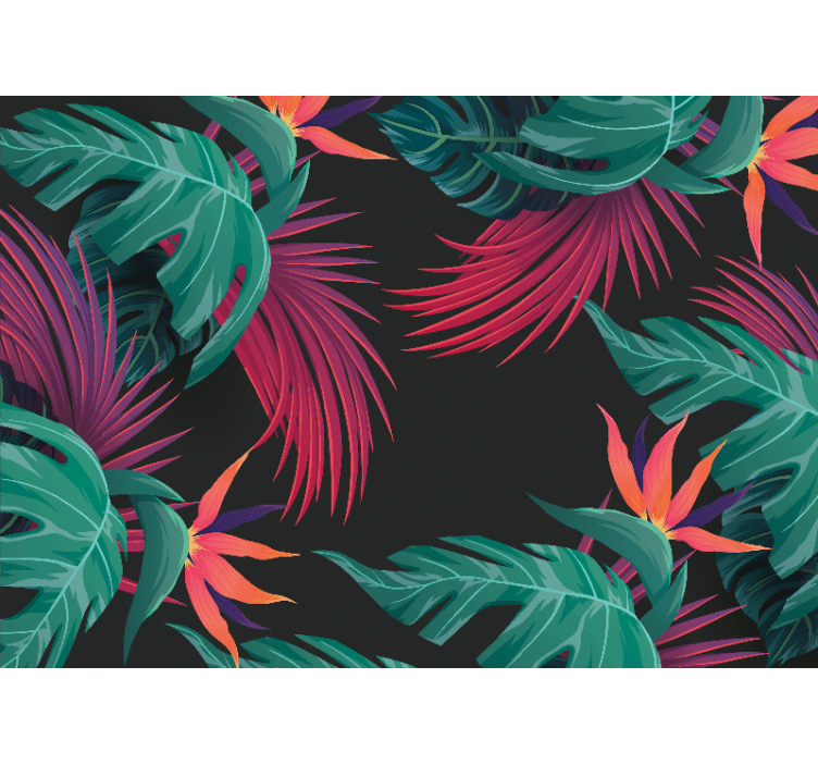 Nature wall mural tropical leaf cluster - TenStickers
