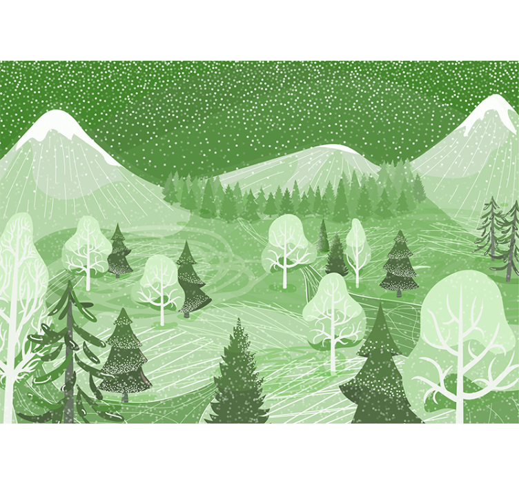 Nature wall mural mountain woodland scene - TenStickers