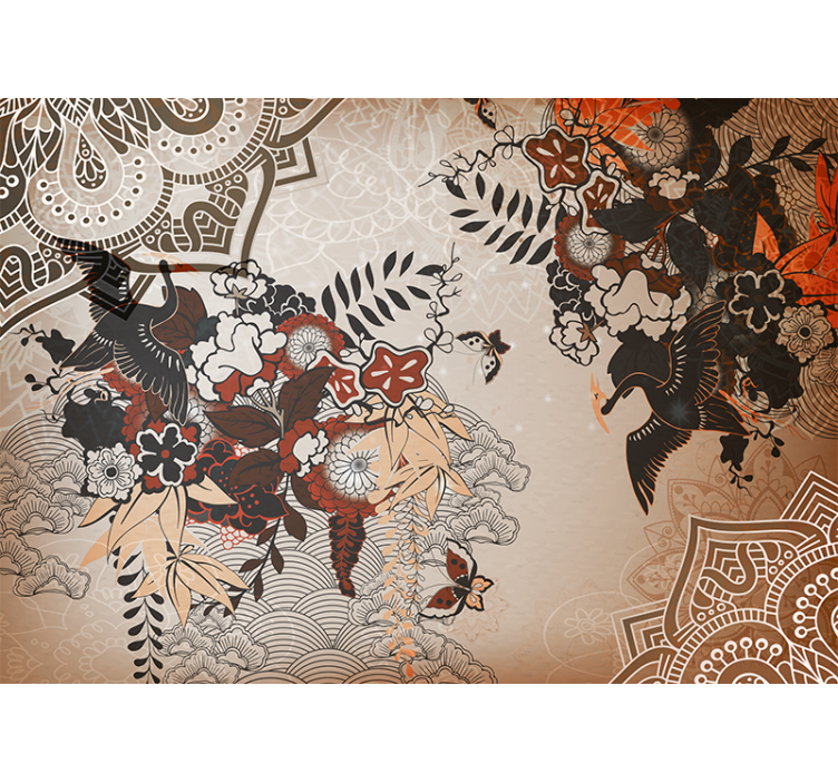 Mandala wall mural with floral patterns - TenStickers