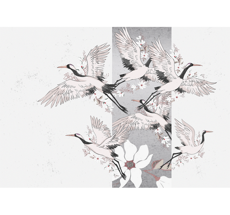 Animal wall mural elegant soaring cranes - TenStickers
