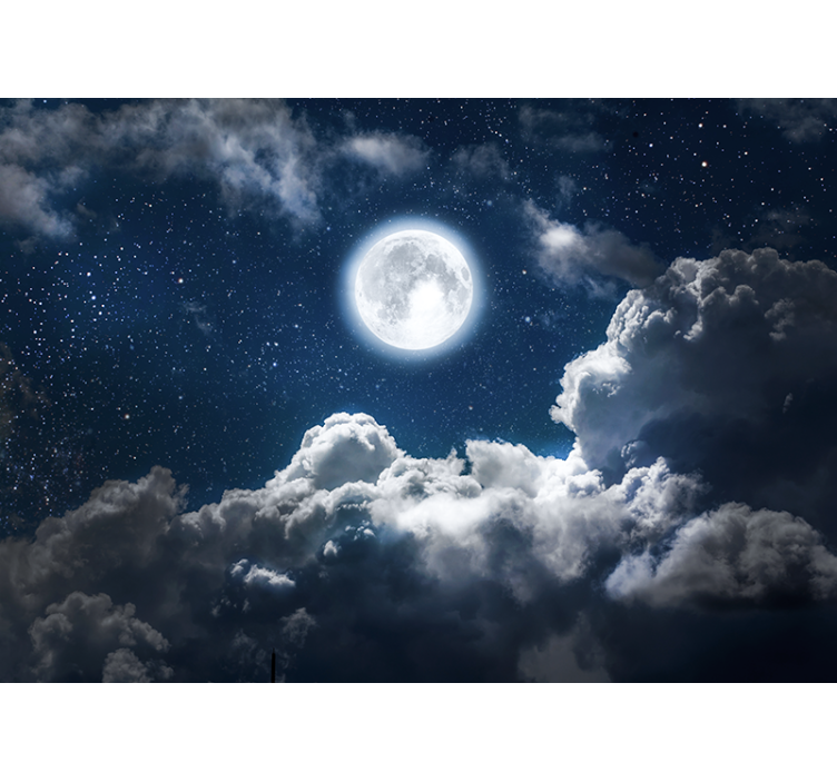 Beautiful night moon and clouds wall mural - TenStickers