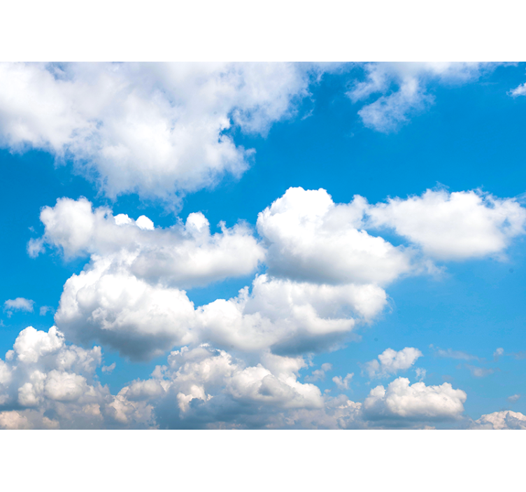 Sky wall mural fluffy white clouds - TenStickers