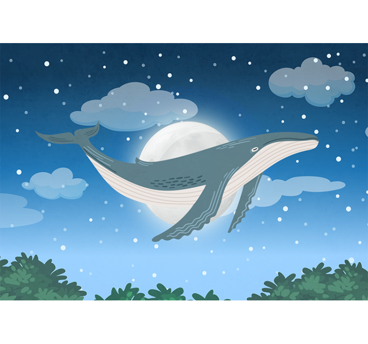 Whale under moonlight animal wall mural - TenStickers