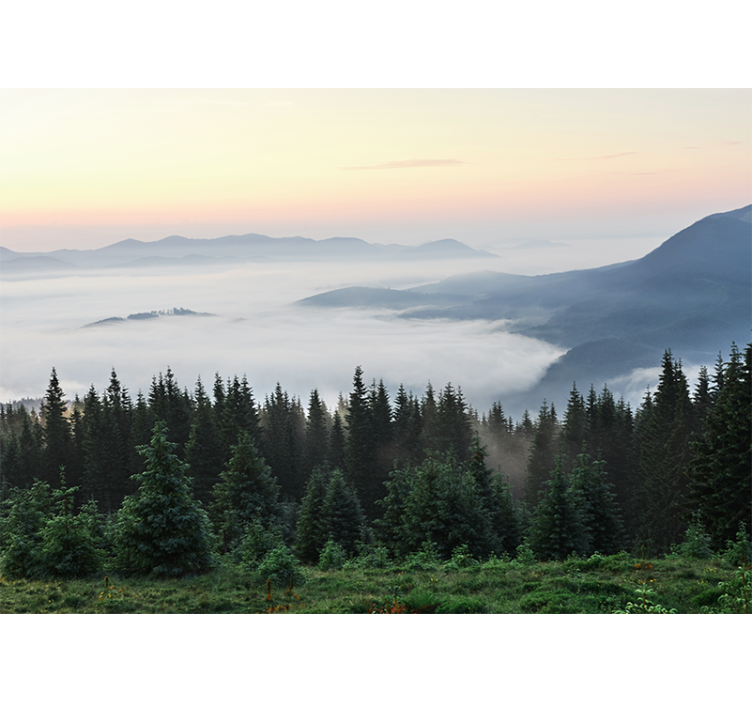 Landscape wall mural tranquil mountain view - TenStickers