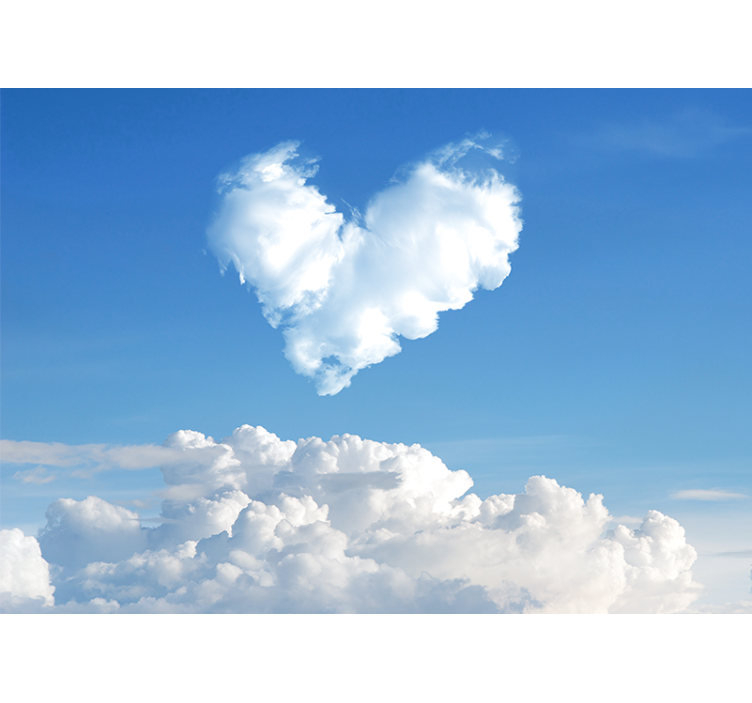 Love wall mural heart shaped clouds - TenStickers