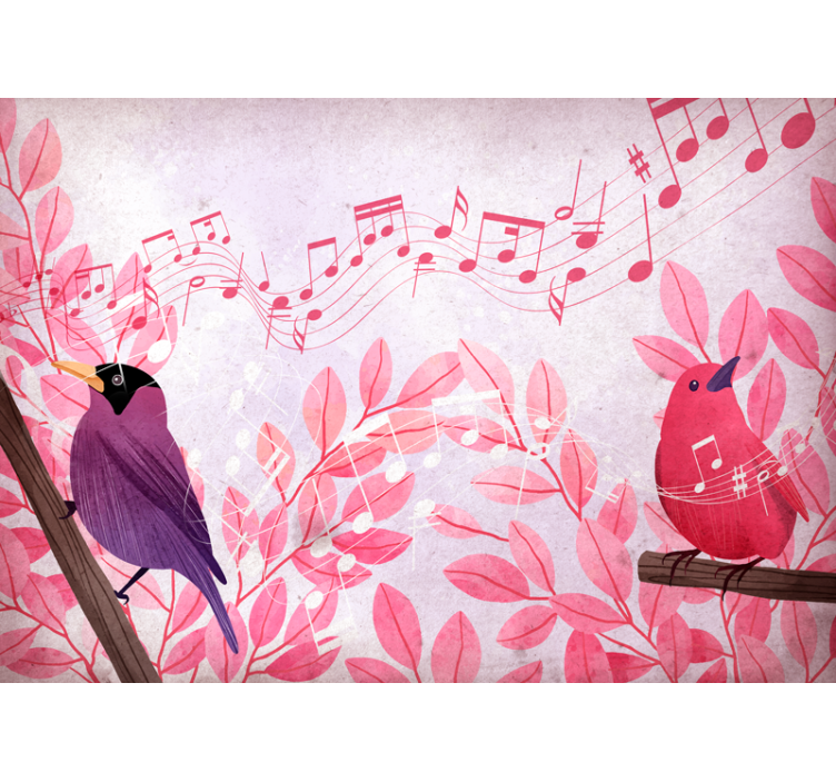 Animal wall mural of singing musical birds - TenStickers