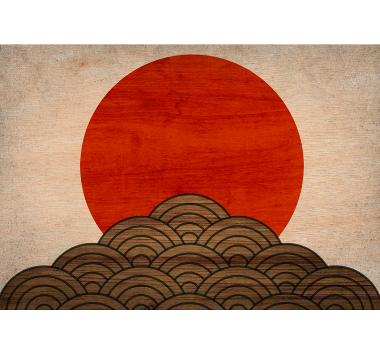 Animal wall mural red sun waves - TenStickers