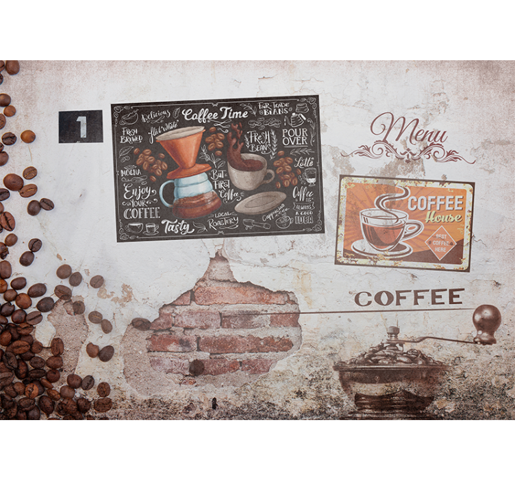 Coffee time menu quote wall mural - TenStickers