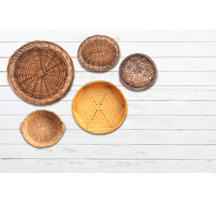 Textured wall mural woven basket designs - TenStickers