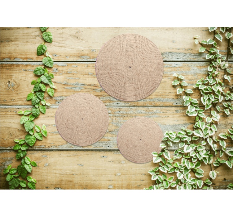 Textured wall mural natural rope circles - TenStickers