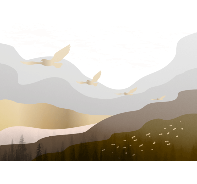 Nature wall mural flying birds silhouettes - TenStickers