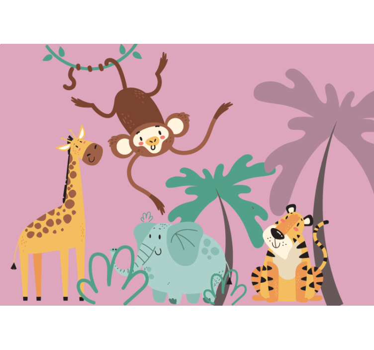 Animal wall mural playful jungle companions - TenStickers