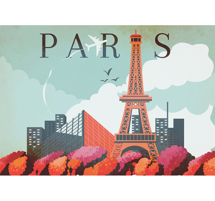 Paris wall mural eiffel tower skyline - TenStickers