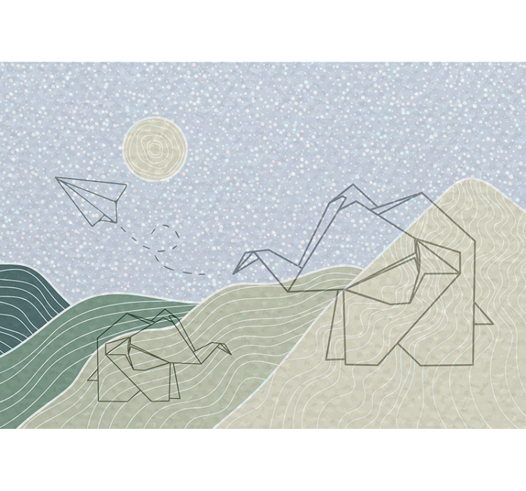 Japandi elephants design kids wall mural - TenStickers