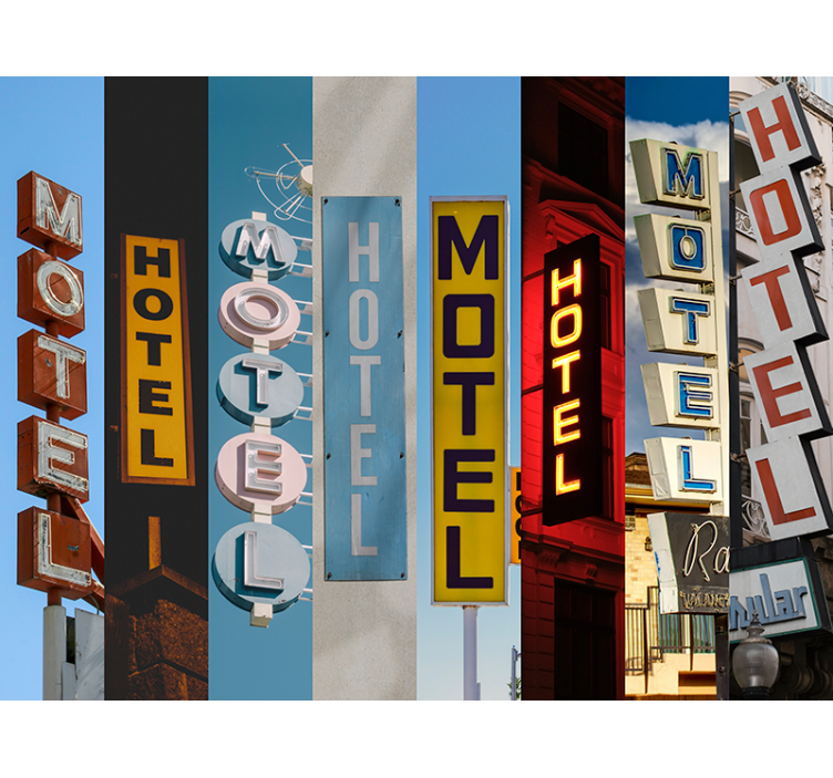 Hotel signs wall mural wallpaper - TenStickers