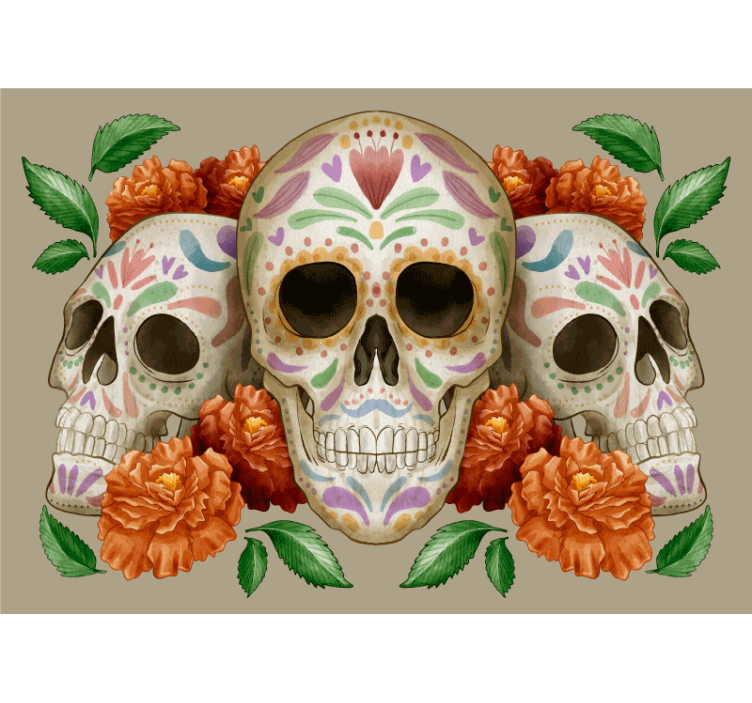 Mexican style skull wall mural - TenStickers