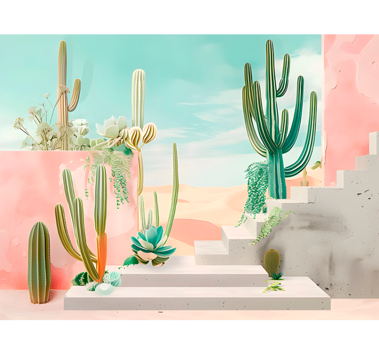 Cactus desert design wall mural - TenStickers