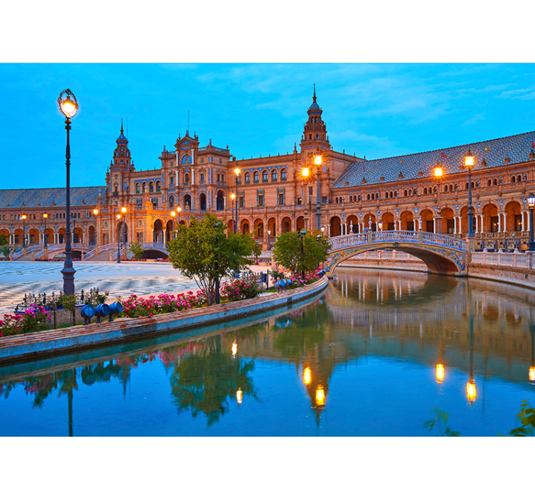 Spanish Plaza Night city wall mural - TenStickers