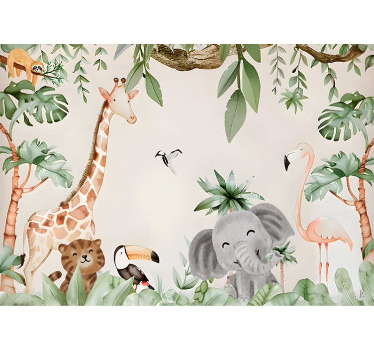Children's savannah animal wall mural - TenStickers