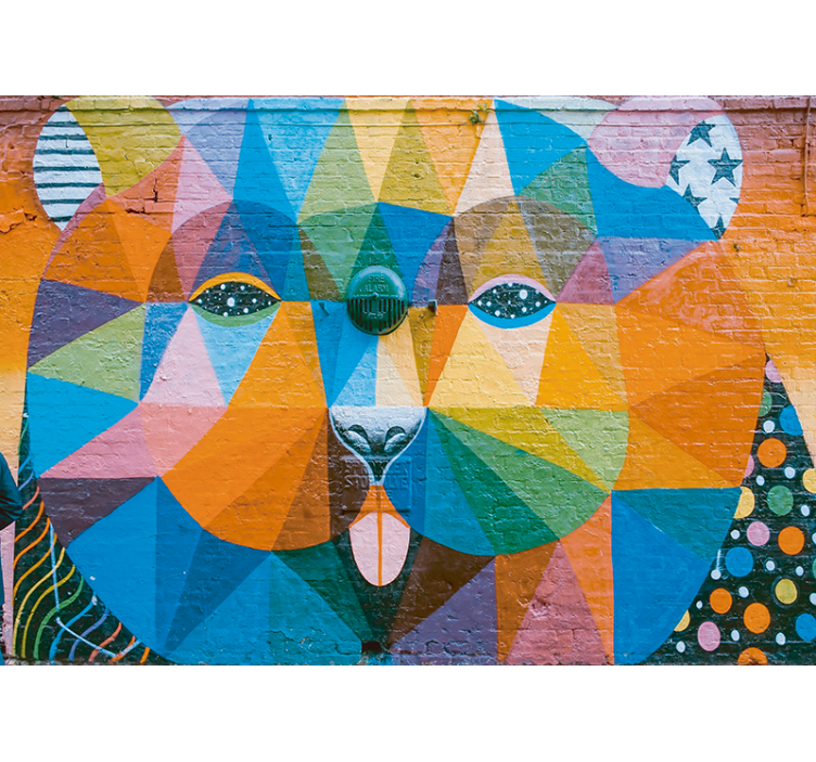 Geometric Feline urban wall mural - TenStickers