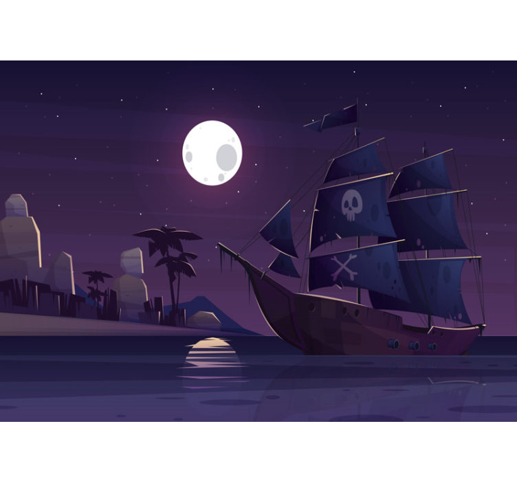 Pirate ship at night Kids Murals - TenStickers