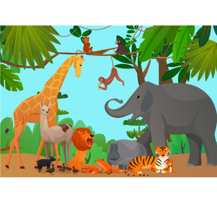 Jungle Creature Companions animal wall mural - TenStickers
