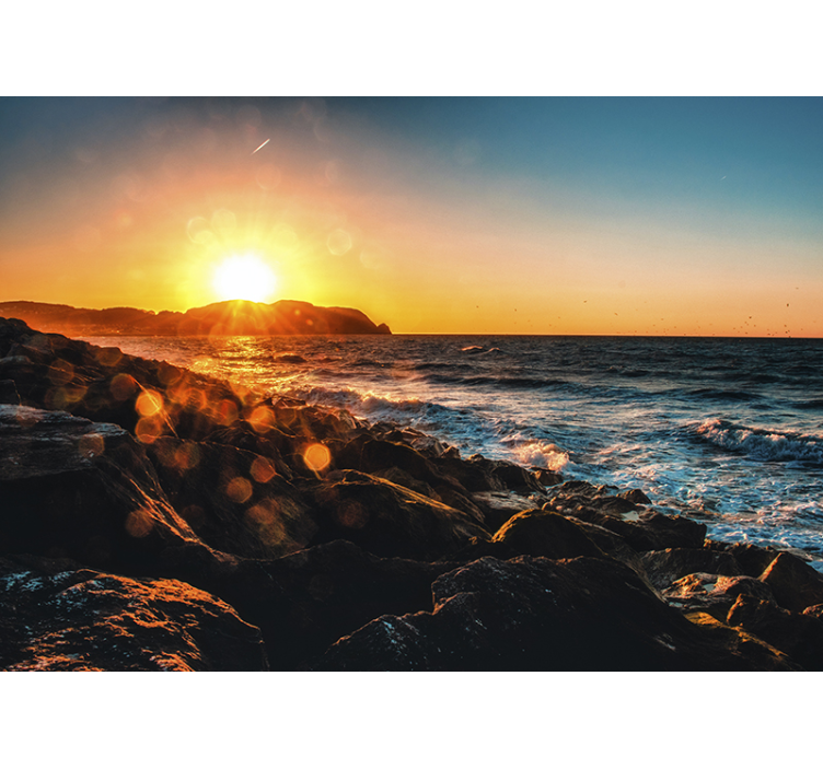 Seaside with sun rays sea wall mural - TenStickers