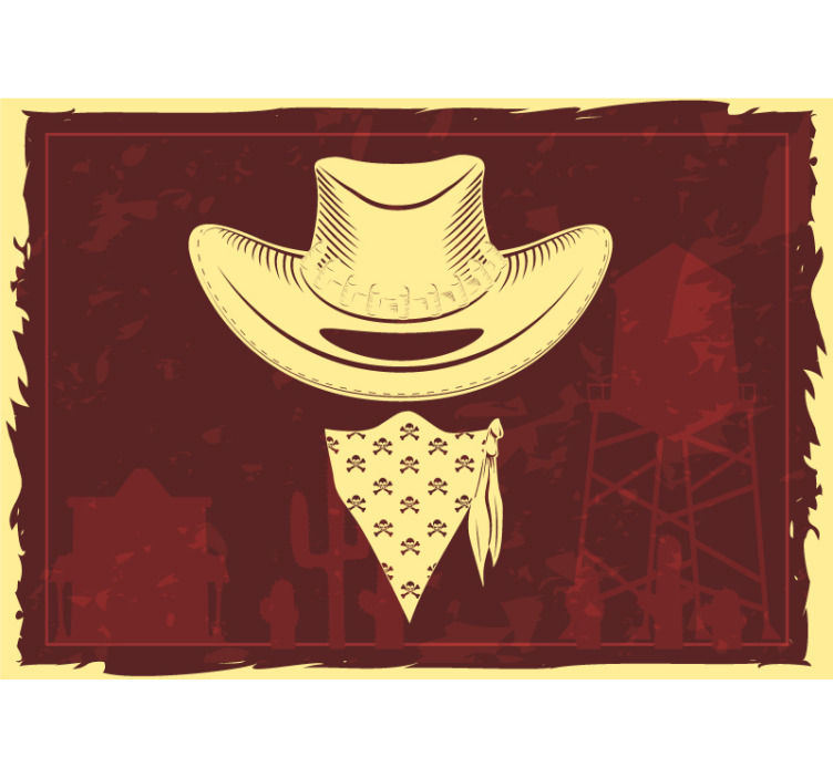 Kids wall mural cowboy hat and bandana design - TenStickers