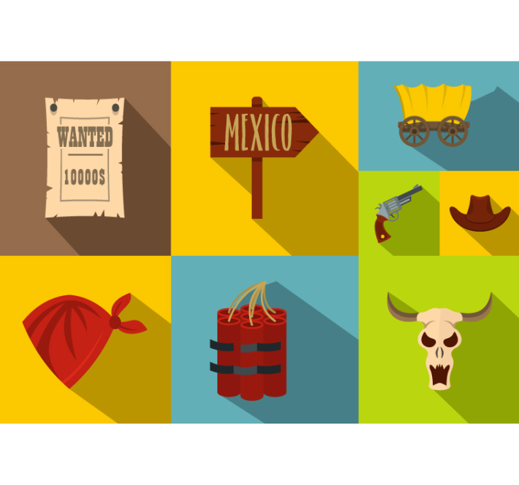 Kids wall mural wanted mexico design - TenStickers