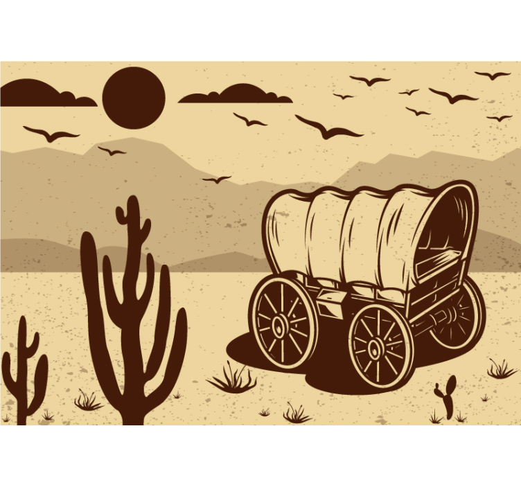 Desert Landscape Wagon kids wall mural - TenStickers