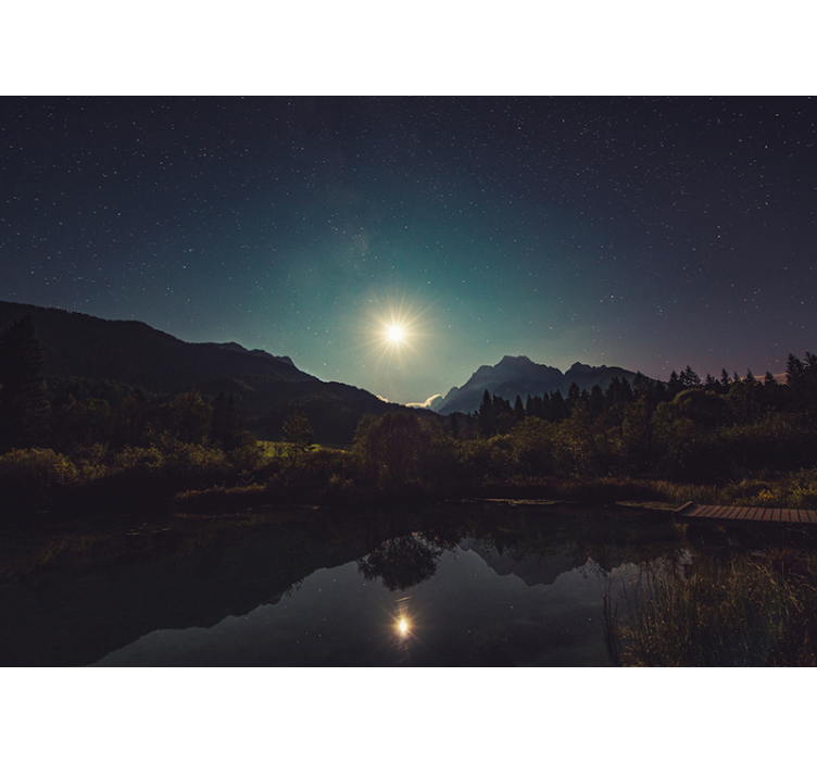 Forest moon landscape Mountain wall mural - TenStickers