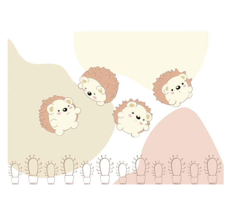 Cute Hedgehog Friends animal wall mural - TenStickers