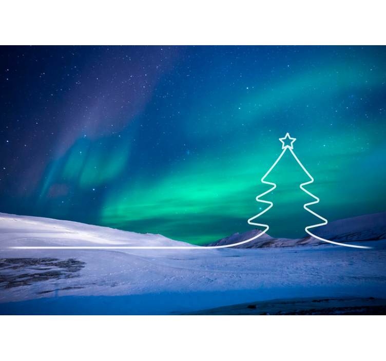 Christmas wall mural northern lights landscape - TenStickers