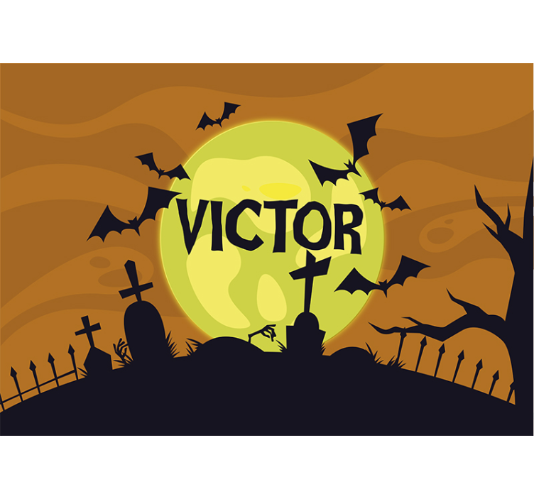 Spooky Graveyard Scene halloween wall mural - TenStickers