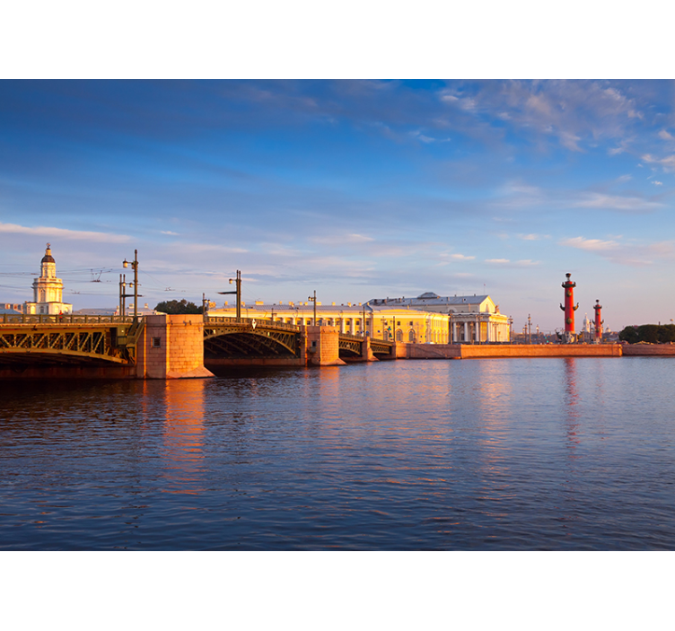 City wall mural st. petersburg bridge at sunset - TenStickers