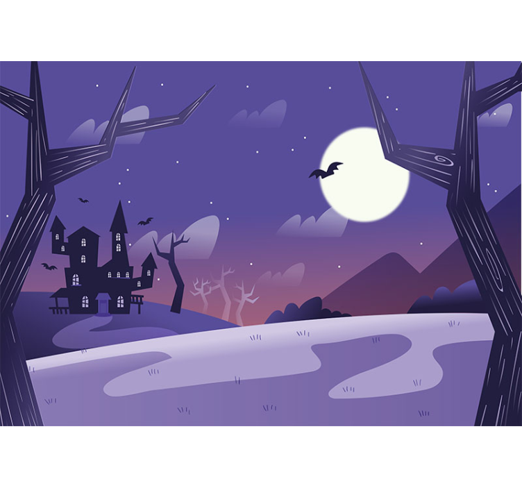 Spooky night landscape halloween wall mural - TenStickers