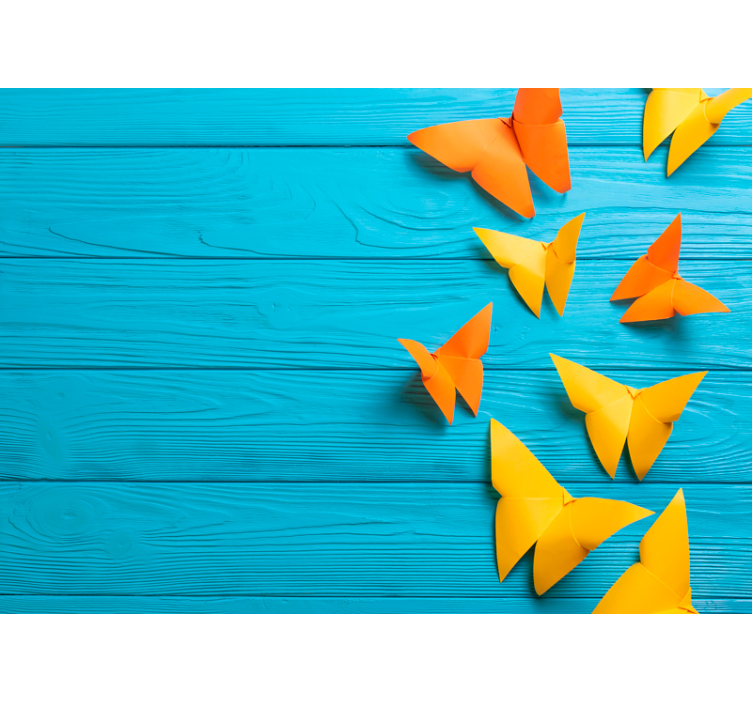 Colorful Paper Butterflies wood effect wall mural - TenStickers