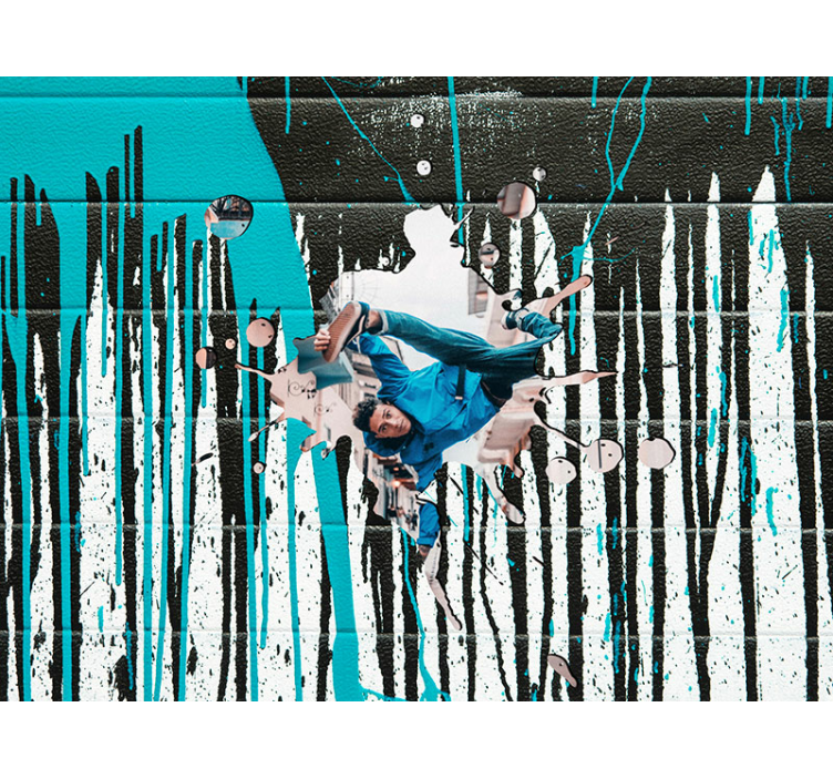 Urban wall mural dynamic skateboarder scene - TenStickers