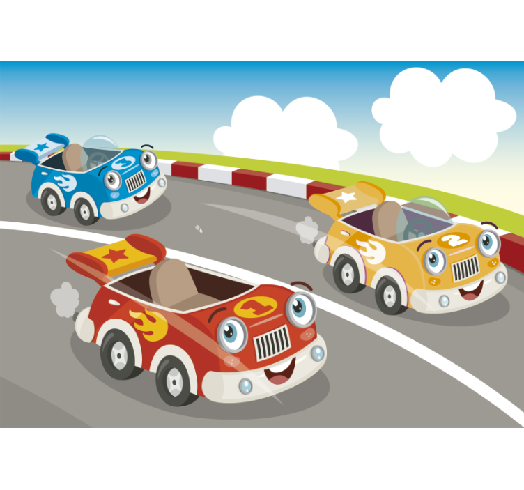 Vehicle wall mural cartoon race cars - TenStickers